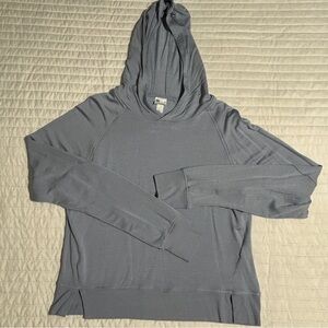 Women's All In Motion Blue Soft Hoodie Drawstring Thumb Holes Pullover Shirt S